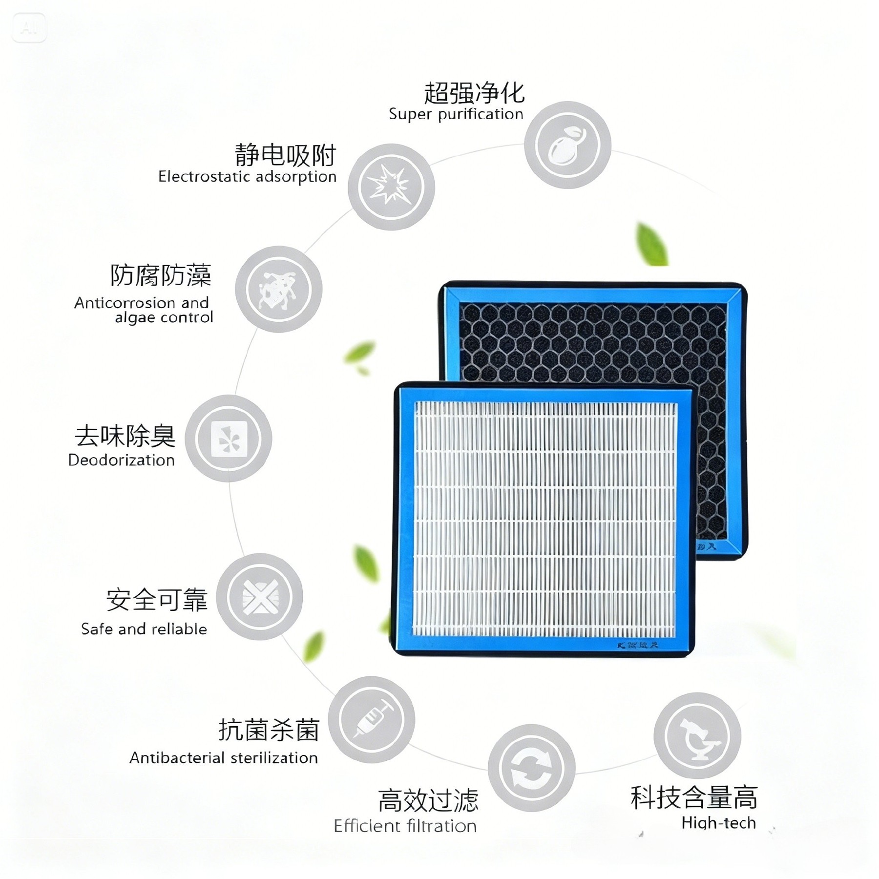 空気フィルタリングネットノンウォーターマーク